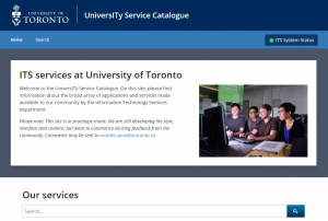 Screenshot of service catalogue